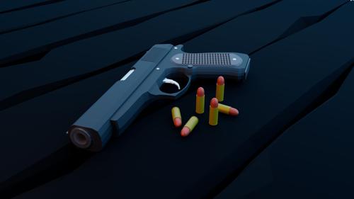 Low poly pistol sceene preview image